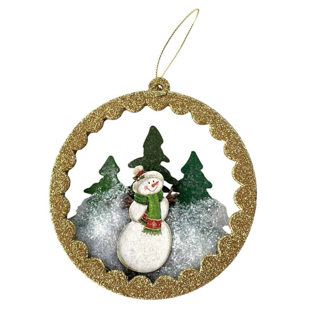 Snowman Forest Scene 3D Layered Christmas Ornament